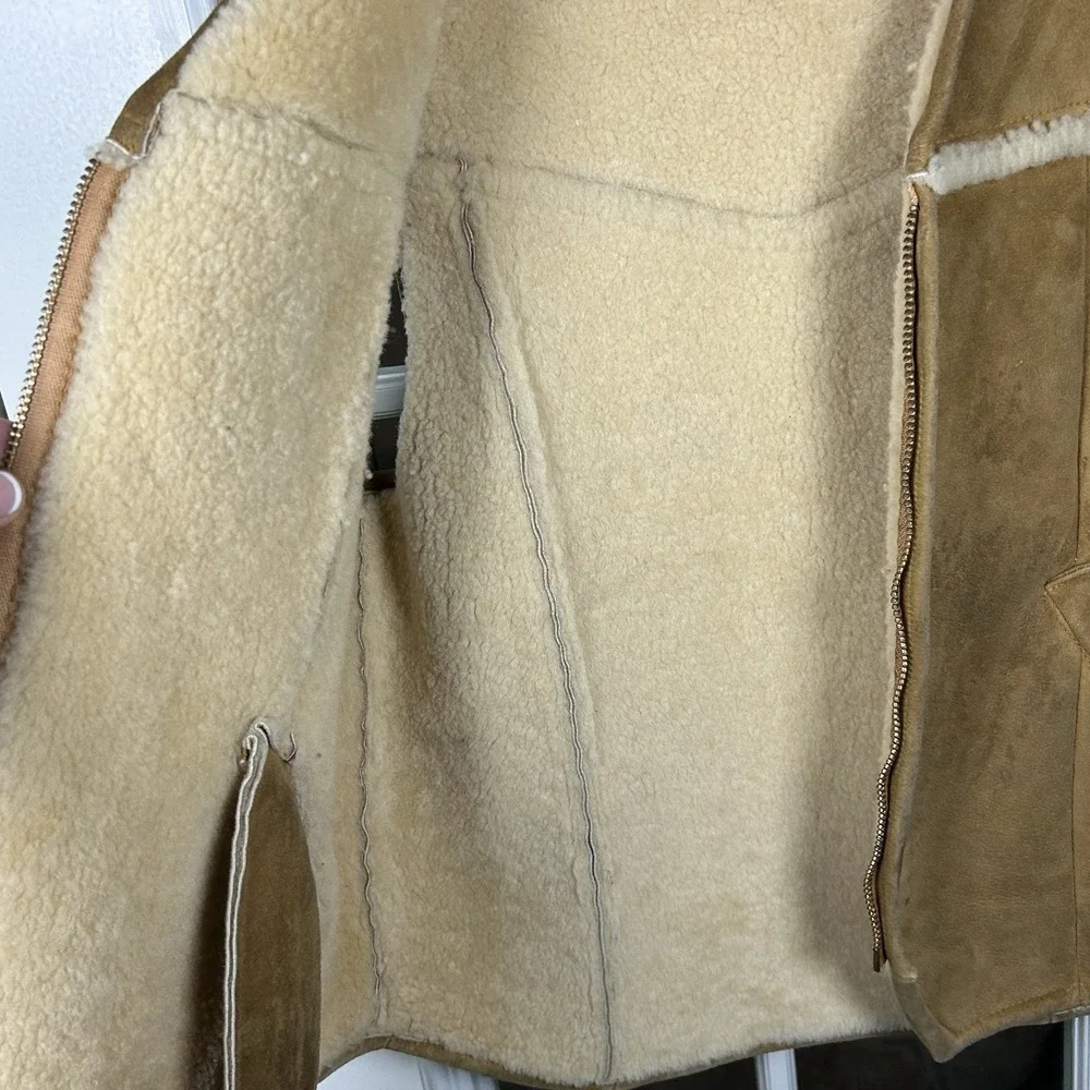 Vintage Eddie Bauer Expedition Outfitter Suede Sherpa Zip Vest Men's Medium